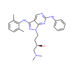 Cc1cccc(C)c1Nc1nn(CC[C@@H](O)CN(C)C)c2nc(Nc3ccccc3)ncc12 ZINC000034894662