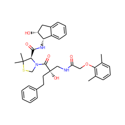 Cc1cccc(C)c1OCC(=O)NC[C@@](O)(CCc1ccccc1)C(=O)N1CSC(C)(C)[C@H]1C(=O)N[C@H]1c2ccccc2C[C@H]1O ZINC000049708418