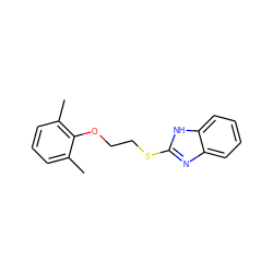 Cc1cccc(C)c1OCCSc1nc2ccccc2[nH]1 ZINC000002908143