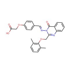 Cc1cccc(C)c1OCc1nc2ccccc2c(=O)n1/N=C/c1ccc(OCC(=O)O)cc1 ZINC000000716043