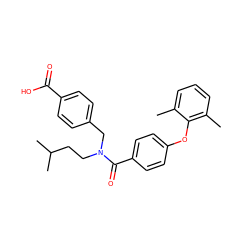 Cc1cccc(C)c1Oc1ccc(C(=O)N(CCC(C)C)Cc2ccc(C(=O)O)cc2)cc1 ZINC000584598463