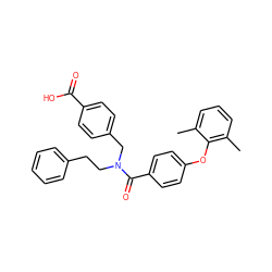 Cc1cccc(C)c1Oc1ccc(C(=O)N(CCc2ccccc2)Cc2ccc(C(=O)O)cc2)cc1 ZINC000584598461