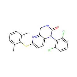 Cc1cccc(C)c1Sc1ccc2c(n1)CNC(=O)N2c1c(Cl)cccc1Cl ZINC000013587245