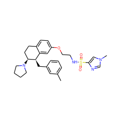 Cc1cccc(C[C@@H]2c3cc(OCCNS(=O)(=O)c4cn(C)cn4)ccc3CC[C@@H]2N2CCCC2)c1 ZINC000199681456