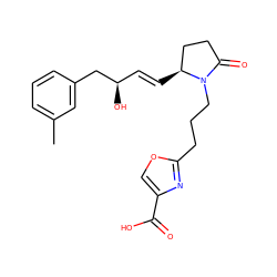 Cc1cccc(C[C@H](O)/C=C/[C@H]2CCC(=O)N2CCCc2nc(C(=O)O)co2)c1 ZINC000082158367