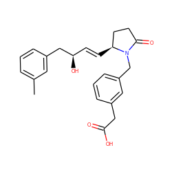 Cc1cccc(C[C@H](O)/C=C/[C@H]2CCC(=O)N2Cc2cccc(CC(=O)O)c2)c1 ZINC000038447060