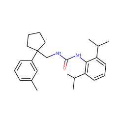 Cc1cccc(C2(CNC(=O)Nc3c(C(C)C)cccc3C(C)C)CCCC2)c1 ZINC000013736803