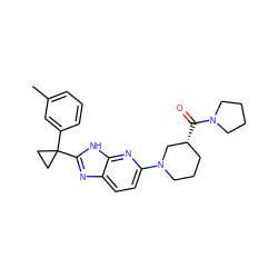 Cc1cccc(C2(c3nc4ccc(N5CCC[C@@H](C(=O)N6CCCC6)C5)nc4[nH]3)CC2)c1 ZINC001772610994