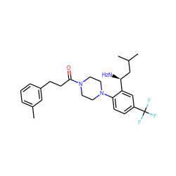 Cc1cccc(CCC(=O)N2CCN(c3ccc(C(F)(F)F)cc3[C@@H](N)CC(C)C)CC2)c1 ZINC000036285457