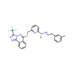 Cc1cccc(CCN[C@H](C)c2cccc(COc3nn4c(C(F)(F)F)nnc4c4ccccc34)n2)c1 ZINC000026502739