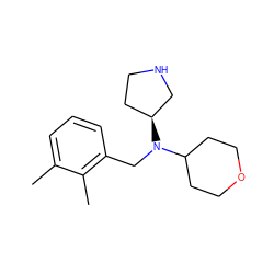 Cc1cccc(CN(C2CCOCC2)[C@H]2CCNC2)c1C ZINC000028948809