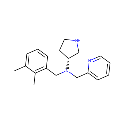 Cc1cccc(CN(Cc2ccccn2)[C@@H]2CCNC2)c1C ZINC000028948804