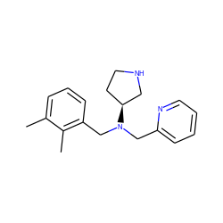 Cc1cccc(CN(Cc2ccccn2)[C@H]2CCNC2)c1C ZINC000028948806