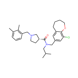 Cc1cccc(CN2CC[C@@H](C(=O)N(Cc3cc(Cl)c4c(c3)CCCCO4)CC(C)C)C2)c1C ZINC000114100435