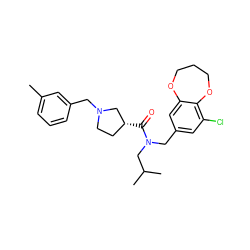 Cc1cccc(CN2CC[C@@H](C(=O)N(Cc3cc(Cl)c4c(c3)OCCCO4)CC(C)C)C2)c1 ZINC000114099511