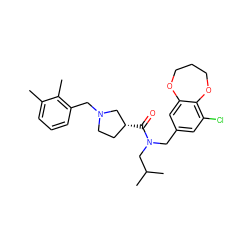 Cc1cccc(CN2CC[C@@H](C(=O)N(Cc3cc(Cl)c4c(c3)OCCCO4)CC(C)C)C2)c1C ZINC000114100890