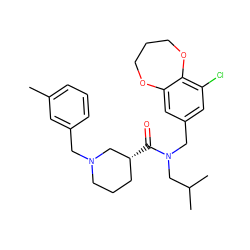 Cc1cccc(CN2CCC[C@@H](C(=O)N(Cc3cc(Cl)c4c(c3)OCCCO4)CC(C)C)C2)c1 ZINC000114100439