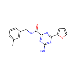 Cc1cccc(CNC(=O)c2nc(N)nc(-c3ccco3)n2)c1 ZINC000045351602