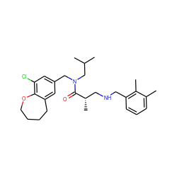 Cc1cccc(CNC[C@H](C)C(=O)N(Cc2cc(Cl)c3c(c2)CCCCO3)CC(C)C)c1C ZINC000148912970