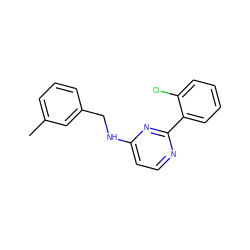 Cc1cccc(CNc2ccnc(-c3ccccc3Cl)n2)c1 ZINC000004266568