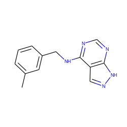 Cc1cccc(CNc2ncnc3[nH]ncc23)c1 ZINC000003954018
