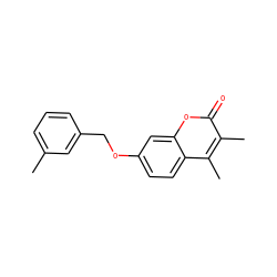Cc1cccc(COc2ccc3c(C)c(C)c(=O)oc3c2)c1 ZINC000000454676