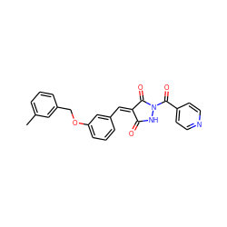 Cc1cccc(COc2cccc(/C=C3\C(=O)NN(C(=O)c4ccncc4)C3=O)c2)c1 ZINC000040938353