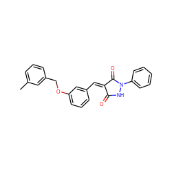 Cc1cccc(COc2cccc(/C=C3\C(=O)NN(c4ccccc4)C3=O)c2)c1 ZINC000000640769