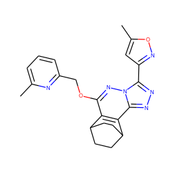 Cc1cccc(COc2nn3c(-c4cc(C)on4)nnc3c3c2C2CCC3CC2)n1 ZINC000013560498