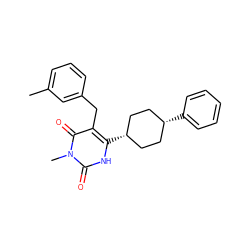 Cc1cccc(Cc2c(=O)n(C)c(=O)[nH]c2[C@H]2CC[C@@H](c3ccccc3)CC2)c1 ZINC000261126921