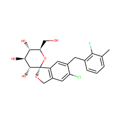 Cc1cccc(Cc2cc3c(cc2Cl)CO[C@]32O[C@H](CO)[C@@H](O)[C@H](O)[C@H]2O)c1F ZINC000045253914