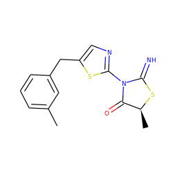 Cc1cccc(Cc2cnc(N3C(=N)S[C@@H](C)C3=O)s2)c1 ZINC000004384918