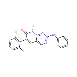 Cc1cccc(Cl)c1-c1cc2cnc(Nc3ccccc3)nc2n(C)c1=O ZINC000028136189