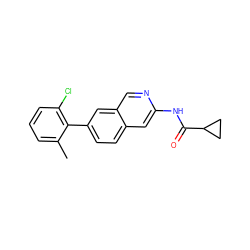 Cc1cccc(Cl)c1-c1ccc2cc(NC(=O)C3CC3)ncc2c1 ZINC000169700101