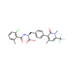 Cc1cccc(Cl)c1C(=O)N[C@@H](Cc1ccc(-c2c(C)cc(C(F)(F)F)n(C)c2=O)cc1)C(=O)O ZINC000095586067