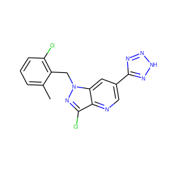 Cc1cccc(Cl)c1Cn1nc(Cl)c2ncc(-c3nn[nH]n3)cc21 ZINC000203425303