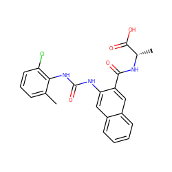 Cc1cccc(Cl)c1NC(=O)Nc1cc2ccccc2cc1C(=O)N[C@@H](C)C(=O)O ZINC000040846127