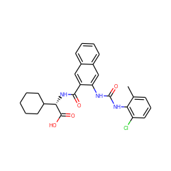 Cc1cccc(Cl)c1NC(=O)Nc1cc2ccccc2cc1C(=O)N[C@H](C(=O)O)C1CCCCC1 ZINC000040835013