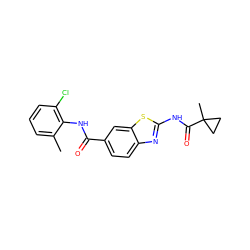 Cc1cccc(Cl)c1NC(=O)c1ccc2nc(NC(=O)C3(C)CC3)sc2c1 ZINC000013533976