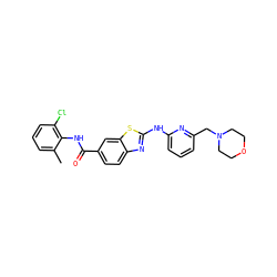 Cc1cccc(Cl)c1NC(=O)c1ccc2nc(Nc3cccc(CN4CCOCC4)n3)sc2c1 ZINC000013536597