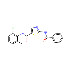 Cc1cccc(Cl)c1NC(=O)c1cnc(NC(=O)c2ccccc2)s1 ZINC000013587440