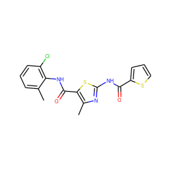 Cc1cccc(Cl)c1NC(=O)c1sc(NC(=O)c2cccs2)nc1C ZINC000014952072