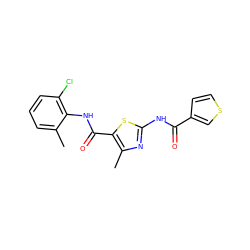 Cc1cccc(Cl)c1NC(=O)c1sc(NC(=O)c2ccsc2)nc1C ZINC000014952067