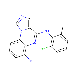 Cc1cccc(Cl)c1Nc1nc2c(N)cccc2n2cncc12 ZINC000026573123