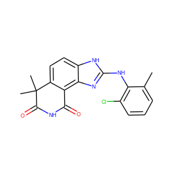 Cc1cccc(Cl)c1Nc1nc2c3c(ccc2[nH]1)C(C)(C)C(=O)NC3=O ZINC000013475183