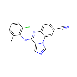 Cc1cccc(Cl)c1Nc1nc2ccc(C#N)cc2n2cncc12 ZINC000013860310