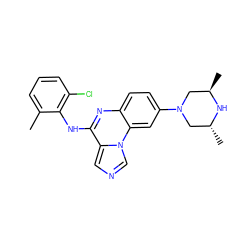 Cc1cccc(Cl)c1Nc1nc2ccc(N3C[C@@H](C)N[C@H](C)C3)cc2n2cncc12 ZINC000013860327