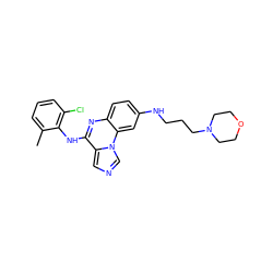 Cc1cccc(Cl)c1Nc1nc2ccc(NCCCN3CCOCC3)cc2n2cncc12 ZINC000013860321