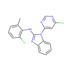 Cc1cccc(Cl)c1Nc1nc2ccccc2n1-c1cc(Cl)ncn1 ZINC000034802923