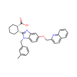 Cc1cccc(Cn2c([C@@H]3CCCC[C@@H]3C(=O)O)nc3cc(OCc4ccc5ccccc5n4)ccc32)c1 ZINC000220523760